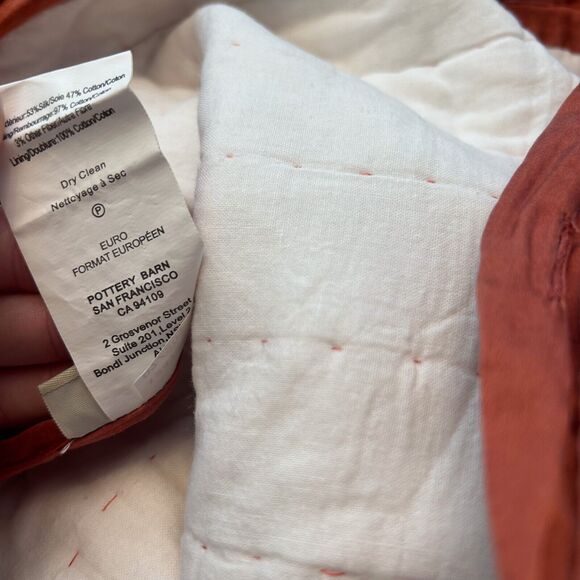 Pottery Barn Coral Silk Channel Stitch 27" Euro Sham Pillow Case Square Preppy - Picture 6 of 10